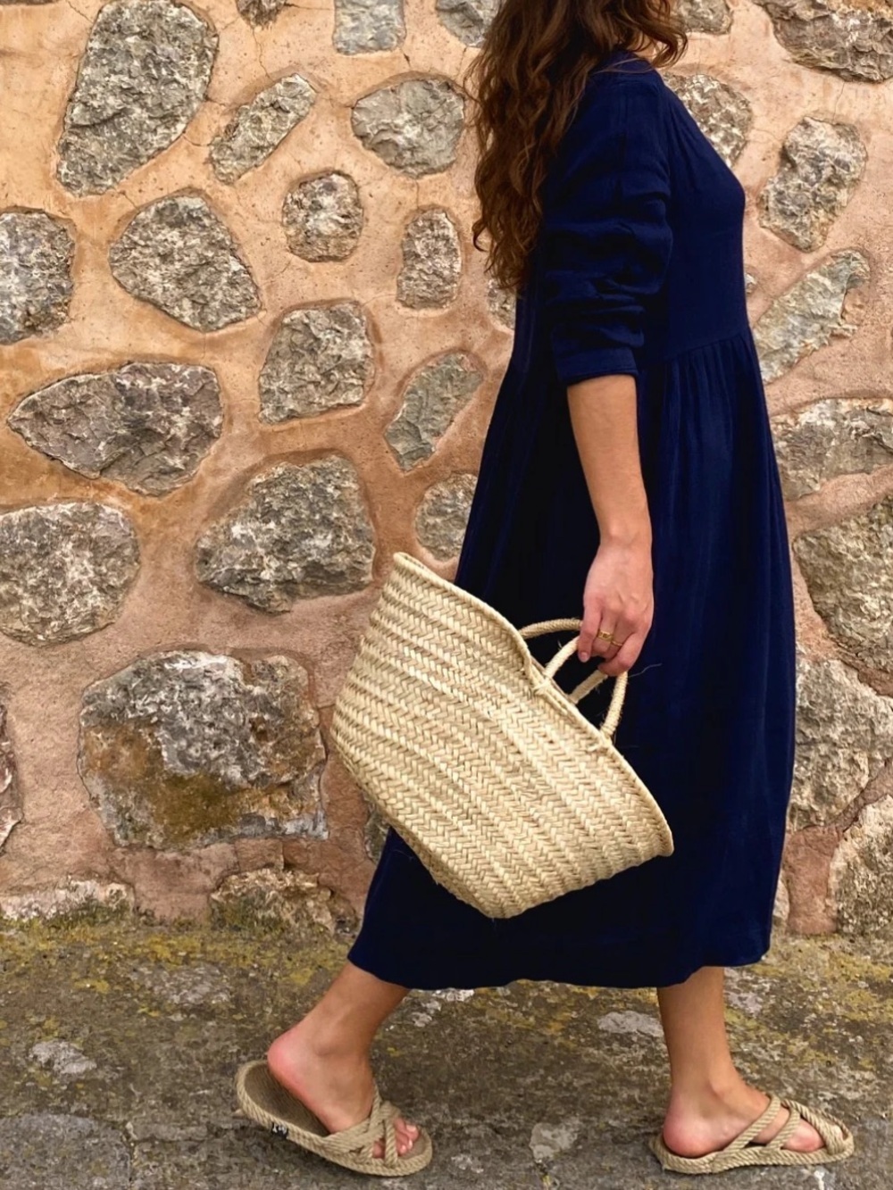 Sauths Gigi Linen blend Dress Large Navy Blue
